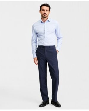 Michael Kors Classic-fit Wool-blend Stretch Plaid Suit Separate Pants - Blue
