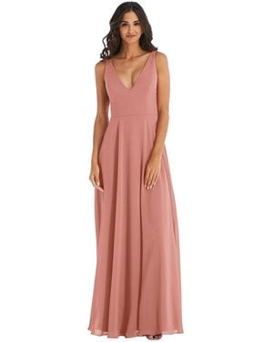 After Six Deep V-neck Chiffon Maxi Dress - Multicolor