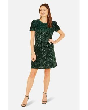 Yumi' Sequin Tunic Mini Dress - Green