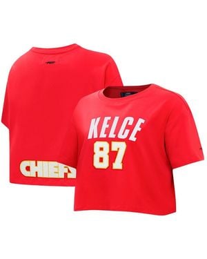 Pro Standard Travis Kelce Kansas City Chiefs Player Name Number Cropped Boxy T-shirt - Red