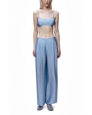 Nocturne Wide Leg Pleat Front Pants - Blue