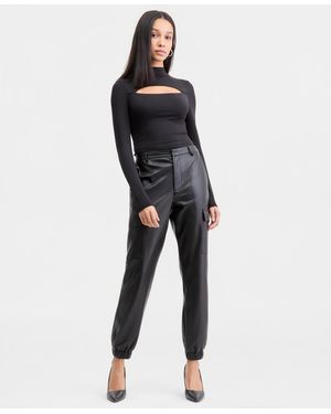 BarIII Faux-leather jogger Pants - Black