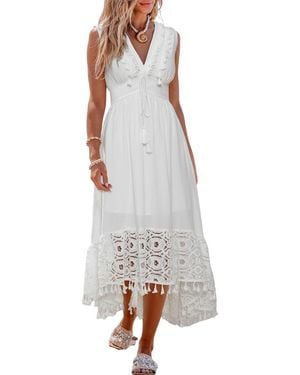 CUPSHE Luna Glow Midi Beach Dress - White