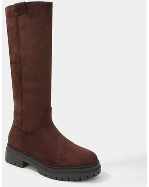 BERNESS Beverly Microfiber Suede Lug Sole Boots - Brown
