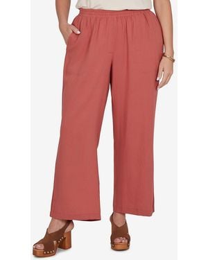 Ruby Rd. Plus Size Lace Trim Lightweight Pull-on Pants - Red