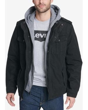 Levi's Washed Cotton Hooded Military Jacket - Black