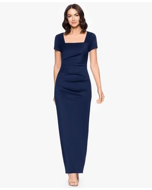Betsy & Adam Petite Long Sheath Dress - Blue