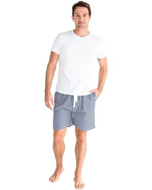 Sant And Abel Men S Organic Cotton Poplin Pajama Sleep Shorts - Blue