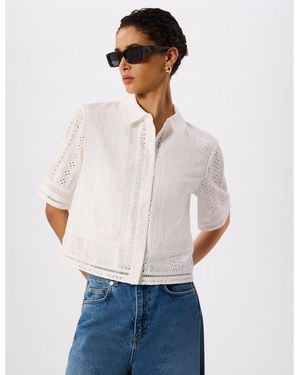 Whistles Broderie Cotton Shirt - White