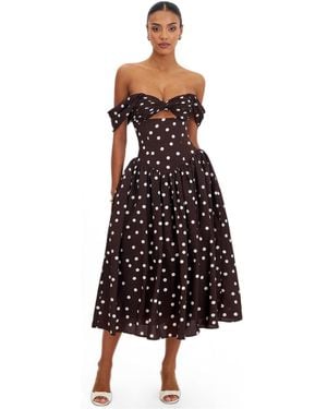 Miss Circle Xandie Polka Dot Off-shoulder Midi Dress - Multicolor