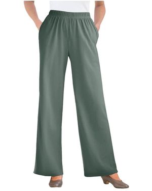 Woman Within Within Tall 7-day Knit Wide-leg Pant - Green