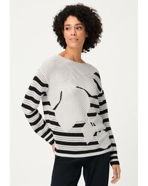 Olsen Abstract Open Knit Sweater - White