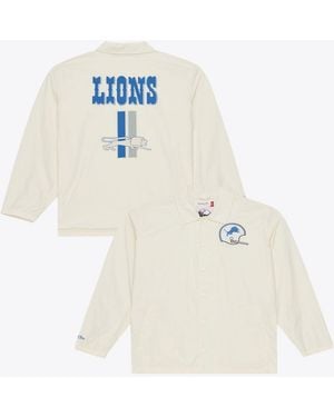 Mitchell & Ness Mitchell Ness Detroit Lions Retro Roots Full-snap Coaches Jacket - White