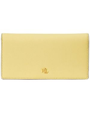 Ralph Lauren Crosshatch Leather Slim Snapped-closure Wallet - Yellow