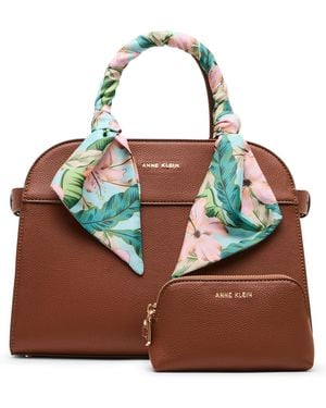 Anne Klein Medium Rounded Satchel Handbag - Brown