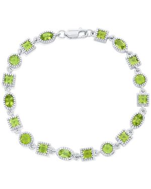 Simona Sterling Silver Oval And Square Gem Bracelet - Green