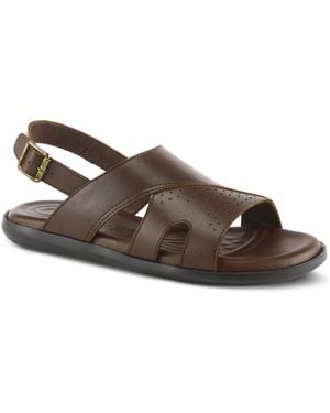 Spring Step Jeff Leather Round-toe Sandals - Brown