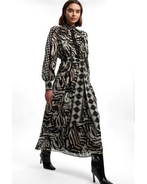 Karen Millen Print Maxi Dress - Black