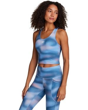 Reebok Cropped Printed Sports Bra - Blue
