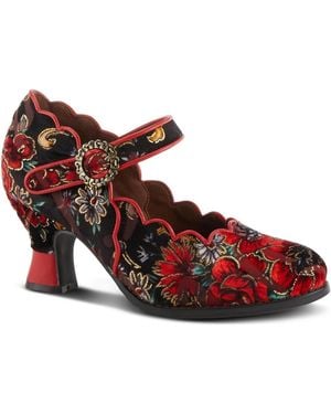 L'ARTISTE Adodora-prit Baroque Mary Jane Shoes - Red