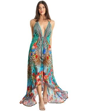 La Moda Clothing Maxi Halterneck Dress - Blue