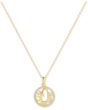 Giani Bernini Cubic Zirconia Pave Monogram Q Pendant 18" Necklace - Metallic