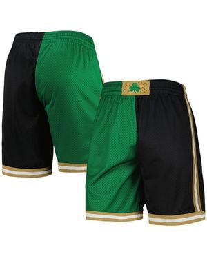 Mitchell & Ness Kelly Green And Black Boston Celtics Hardwood Classics 2007 Split Swingman Shorts