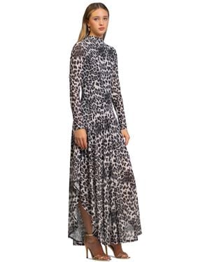 Rachel Roy Beatrice Leopard Print Mock Neck Maxi Dress - White