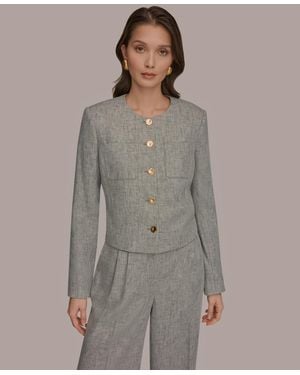 Donna Karan Button-front Cropped Jacket - Gray