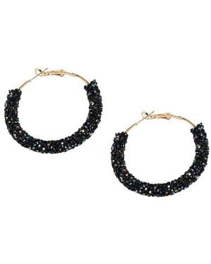 SOH Stone Hoop Earrings - Black