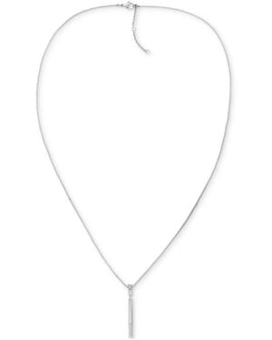 Tommy Hilfiger Linear Logo Bar Necklace - White