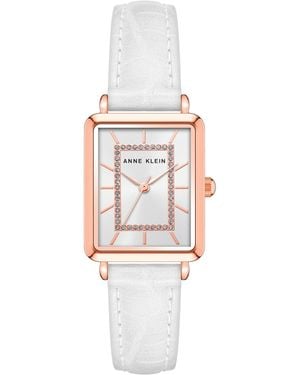 Anne Klein Quartz White Leather Band Watch