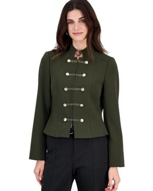 Tahari Cropped Military-collar Jacket - Green