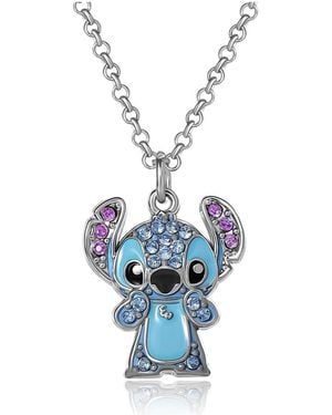 Disney Lilo & Stitch Pave Crystal Pendant Necklace - Blue