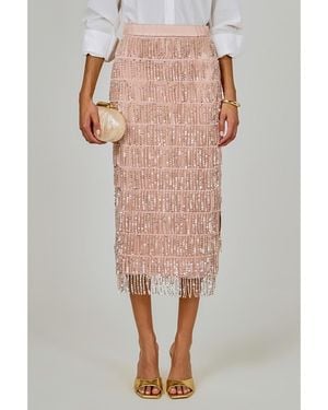 Endless Rose Sequins Tassel Midi Skirt - Multicolor