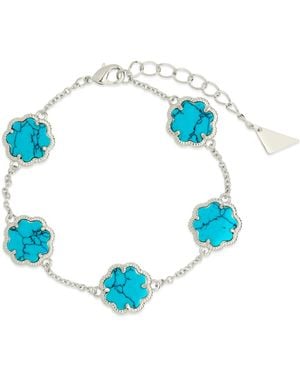 Sterling Forever Rose Petal Station Bracelet - Blue