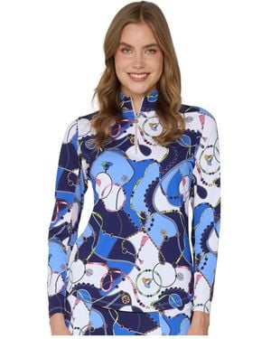 G Lifestyle Clothing G Lifestyle Long Sleeve Mock Neck Top - Blue