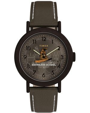 Timex Quartz Harry Potter Sorting Hat Leather Watch 37mm - Black