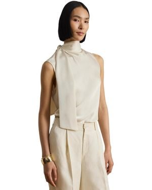 Ralph Lauren Tie-neck Sleeveless Blouse - Natural