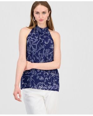 INC International Concepts Printed Halter Top - Blue