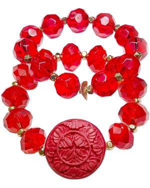 Michael Gabriel Designs Crystal Orient Two Stack Bracelets - Red