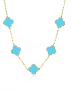 The Lovery Classic Turquoise Clover Necklace 14k - Blue