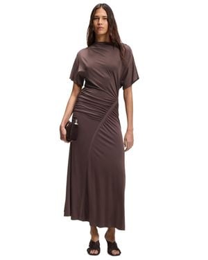 BOSS Boss By Slim-fit Gathered Detail Jersey Dress - Brown