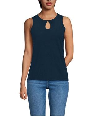 Lands' End Supima Keyhole Tank - Blue