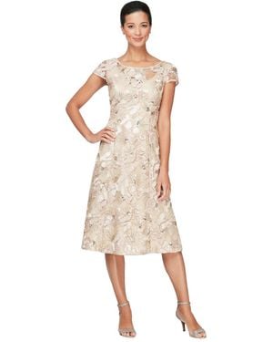 Alex Evenings Boat Neck Dress - Natural