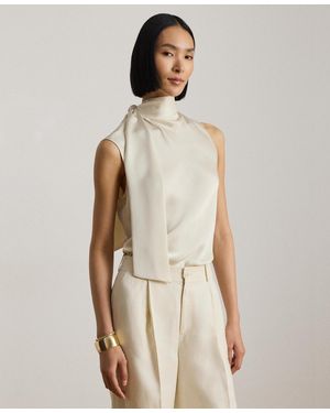 Ralph Lauren Tie-neck Sleeveless Blouse - Natural