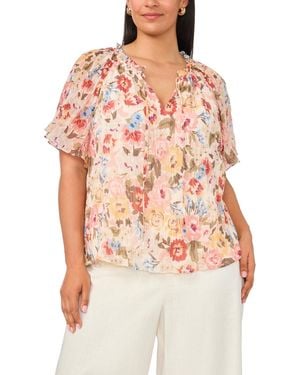 Vince Camuto Plus Size Ruffle Short-sleeve Blouse - Red