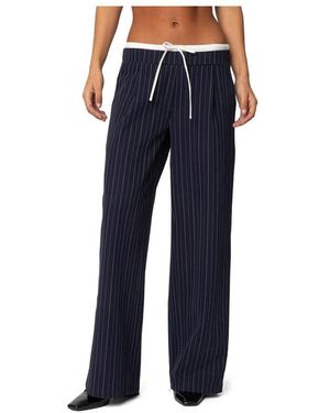 Edikted Pinstripe Peekaboo Drawstring Pants - Blue
