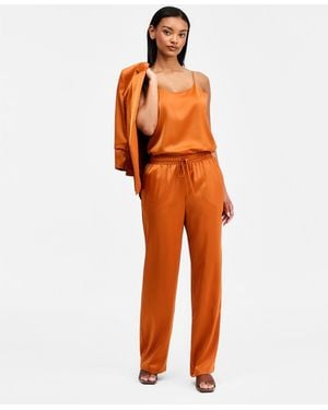 BarIII Satin Pull-on Pants - Orange