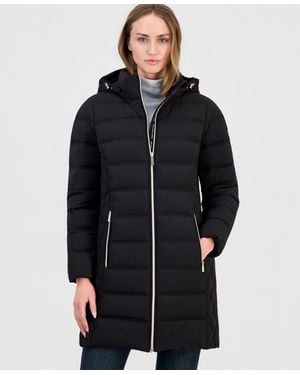 Michael Kors Hooded Packable Puffer Coat - Blue